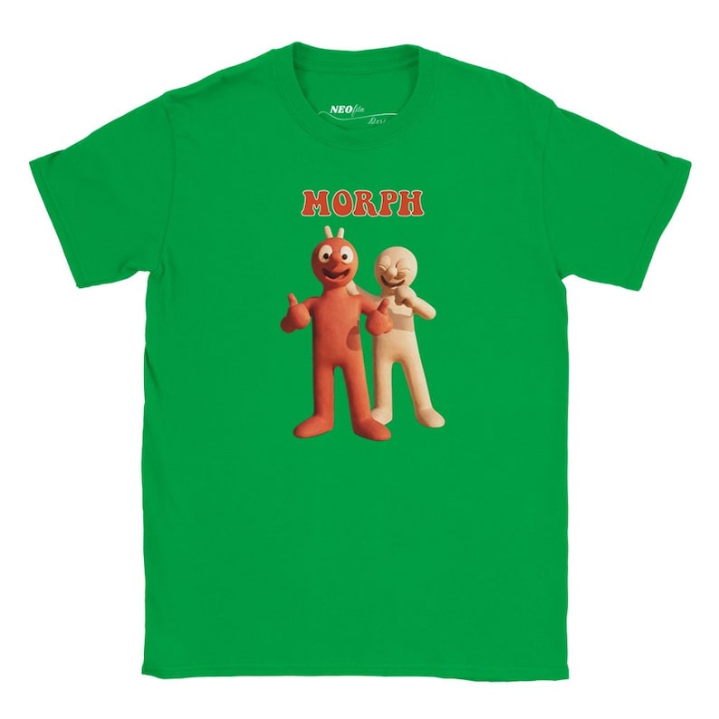 Morph KINDER T-shirt / personalisiertes Geschenk / T-Shirt für Kinder / Kinder TV / Geburtstag / Weihnachten / Eid / DTG / hochwertiger Druck Irish Green