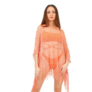 A subtly sequin embellished net Orange cover-up