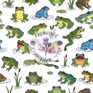 Frosch Musterdesign, Digitales Papier zum Basteln, Kommerzielle Nutzung, Scrapbooking, Junk Journal Art