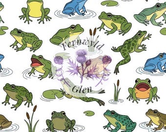 Frosch Musterdesign, Digitales Papier zum Basteln, Kommerzielle Nutzung, Scrapbooking, Junk Journal Art