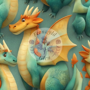 Dragon Seamless Pattern: Commercial Use Digital Print (Instant Download)