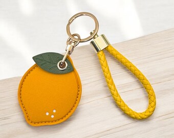 Lemon AirTag Holder Fruit Bag Charm Apple Tracker Case Cute Purse Accessory Backpack Charm Gift for Her Teacher Gift