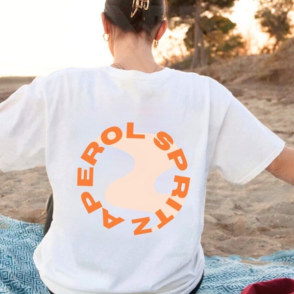 Aperol Spritz Circle Art T-Shirt // Modern Retro Alcohol Best Friend Gift Tshirt // Printed Minimalistic Pinterest Aesthetic // Aperol Shirt