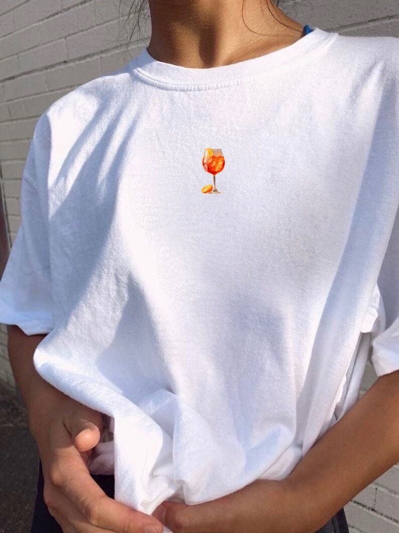 Aperol Spritz Art T-Shirt // Funny Alcohol Best Friend Gift Tshirt // Printed Minimalistic Aperol Spritz Shirt // Summer Cocktail Party Vibe