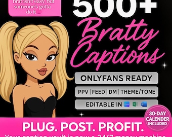 500+ Bratty OnlyFans Captions | Editable PPV, Feed, Sexting (Digital Download)