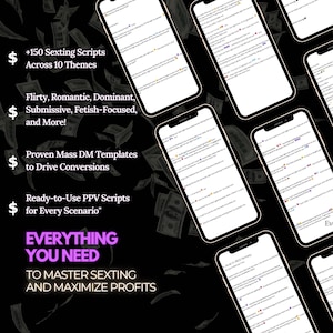 2. Sexting Script Examples - High-Converting OnlyFans Templates: A preview of real sexting scripts covering themes like domination, shopping scenarios, and flirty messages to engage subscribers and increase PPV sales.