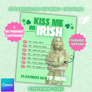 Onlyfans Tip Menu - St. Patricks Day - Fully Editable Canva Onlyfans Template