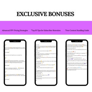 6. Exclusive Bonuses in the OnlyFans Messaging Bundle: A display of bonus features included in the sexting script kit, such as advanced PPV strategies and templates for subscriber retention.