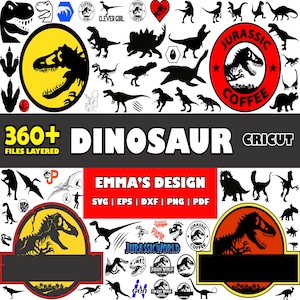 360 Files Dinosaur Svg Bundle - Layered Design Vector Files - SVG for cricut - PNG, DXF, Svg, Eps