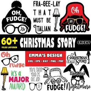 Christmas Story SVG Bundle, Svg, Christmas Movie, Christmas Svg, 60 Files Bundle, Layered Design, SVG for cricut, PNG, Svg, Eps, Dxf, Pdf