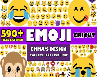 590 Files Emoji Svg Bundle - Layered Design Vector Files - SVG for cricut - PNG, DXF, Svg, Eps