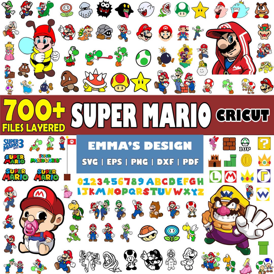 Super Mario SVG Bundle: Layered Vector Files for Cricut (700+ Files) - Etsy