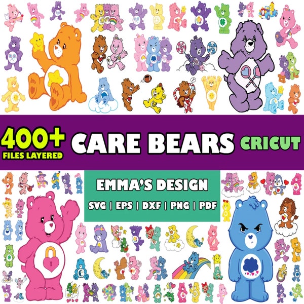 400 Files Care Bears Svg Bundle - Layered Design Vector Files - SVG for cricut - PNG, DXF, Svg, Eps