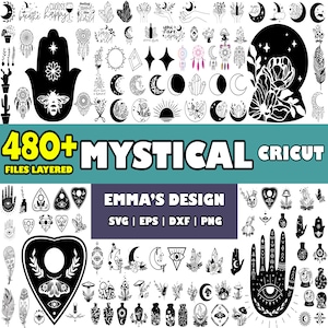 480 Files Mystical Svg Bundle - Layered Design Vector Files - SVG for cricut - PNG, DXF, Svg, Eps