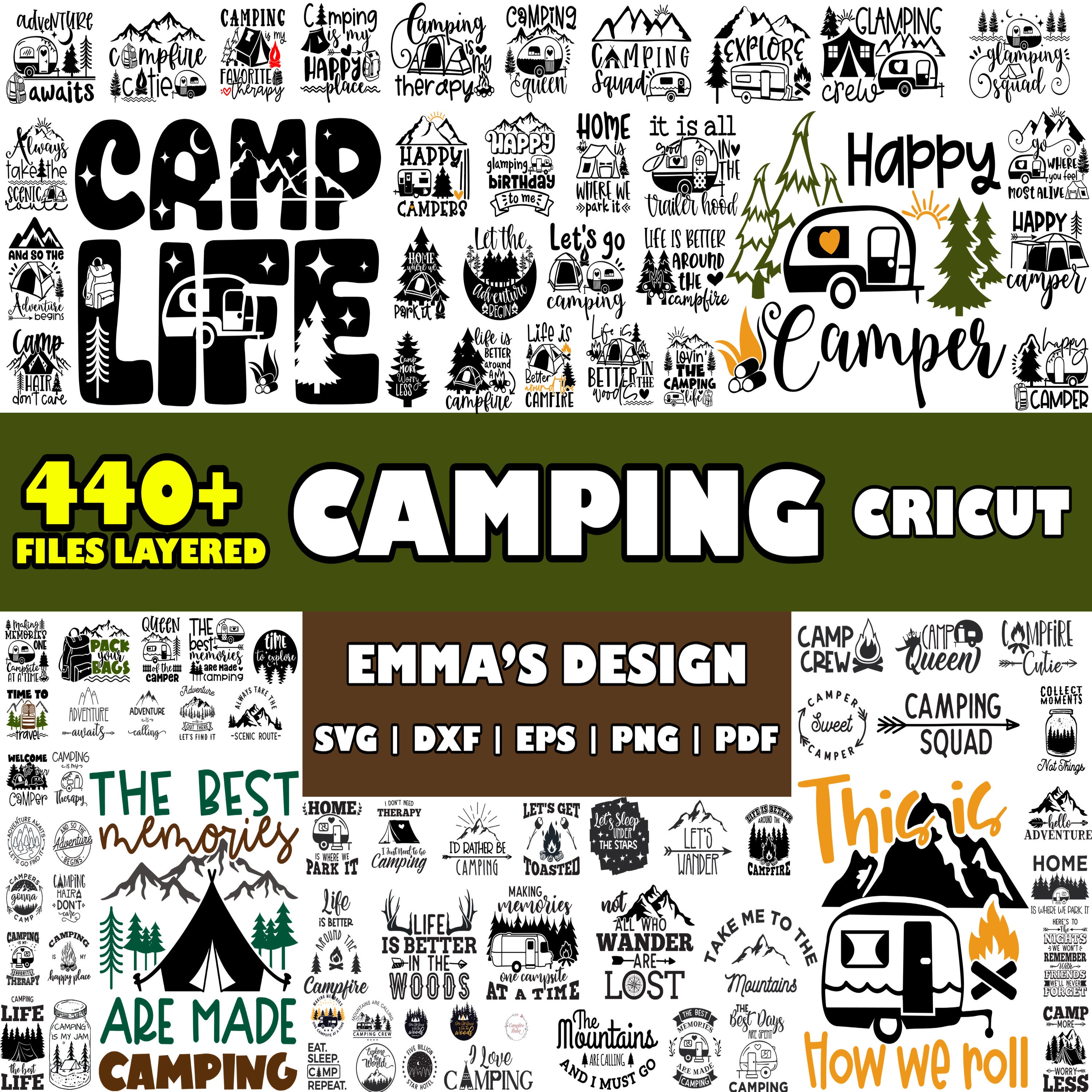 Camping SVG Bundle: 440+ Layered Designs for Cricut (digital Download ...