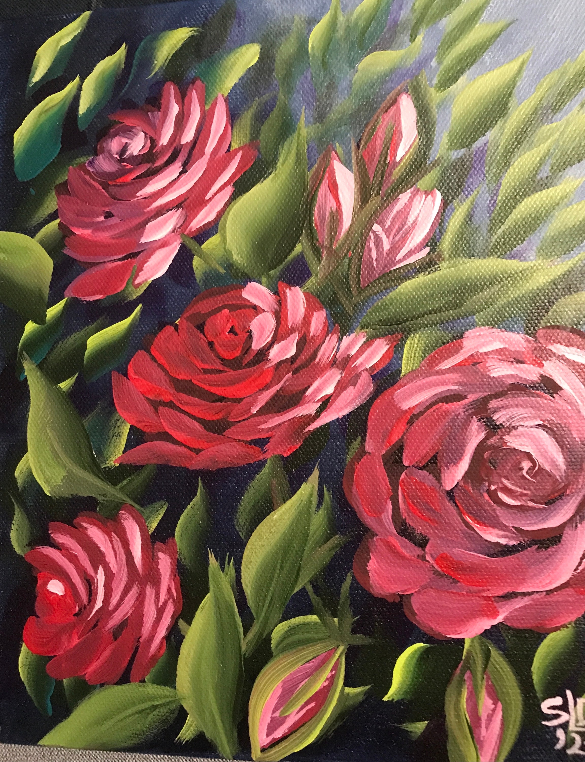 Abstract Red Roses With Buds 10x10” Shelf Sitter - Etsy