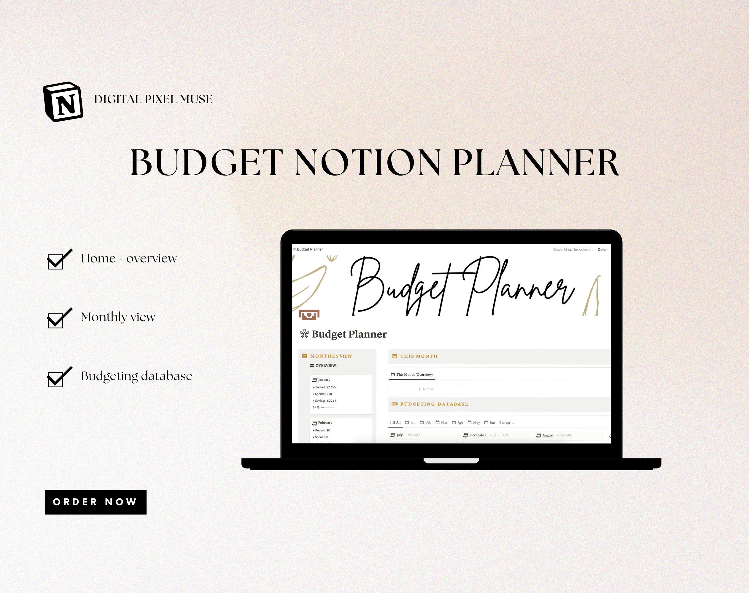 Notion budget planner notion planner notion template girlboss small