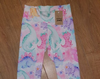 Pastel dino leggings with cuffs