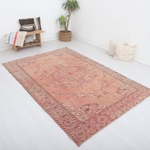Pastel Turkish Rug,Muted Rug,Area Rug,Anatolian Rug, Soft Rug, Turkish Rug, Bohemian Rug, 6x9 Vintage Rug, Oushak Rug, Wool Vintage Rug,8040