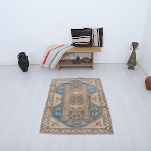 3x4 Neutral Rug, Turkish Rug, Vintage Rug, Anatolian Rug, 3x4 Oushak Rug, Small Rug, Turkish Small Rug, Natural Rug,Vintage Small Rug, 31477