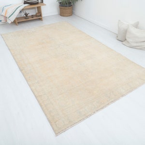 6x9 Area Rug, 6x9 Turkish Rug, Bohemian Rug, Muted Rug, Pastel Rug, Anatolian Rug, Handmade Rug,6x9 Natural Rug,Vintage Rug,Oushak Rug,15291