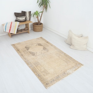 Alfombra vintage turca, alfombra suave 4x6, alfombra de sala de estar, alfombra antigua, alfombra turca 4x6, alfombra vintage, alfombra de Anatolia, alfombra natural, alfombra descolorida, alfombra boho, 8996