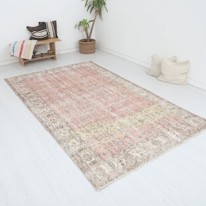 5&#39;6 x 9&#39;3 Ft Red Rug, 6x9 Vintage Rug, Handknotted Rug, Bohemian Rug, 6x9 Traditional Area Rug, Red Oriental Rug, 6x9 Oushak Rug,Unique,9449