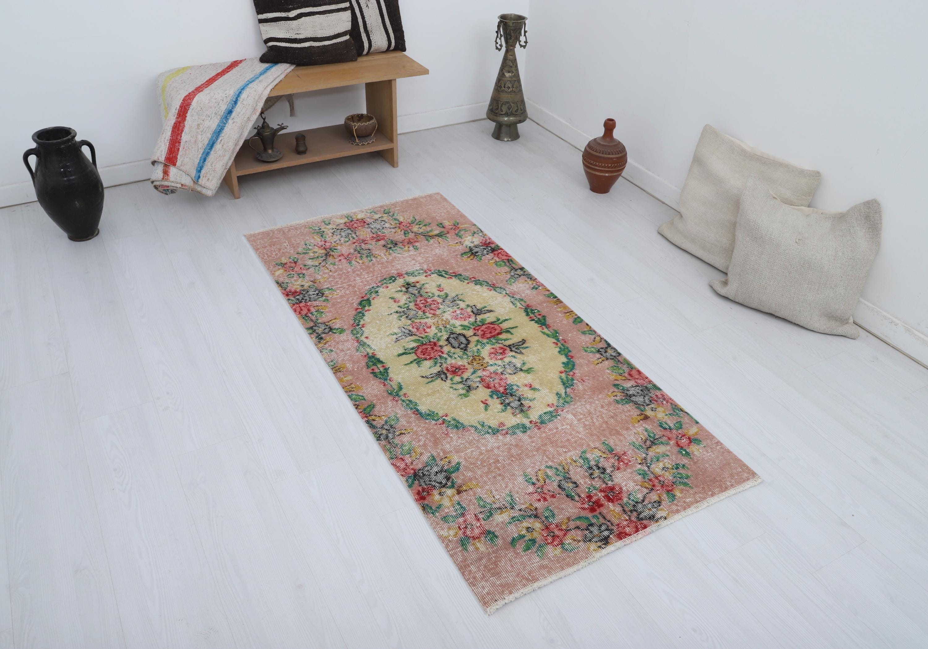 Buy Handknotted Oushak Turkish Rug 3x6: Vintage Anatolian