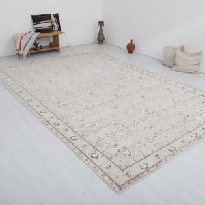 8x11 Wool Oushak Rug: Handmade Turkish Vintage Oversize Rug