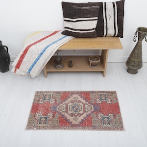 Tappeto Oushak vintage: tappeto turco in lana anatolica 2x3