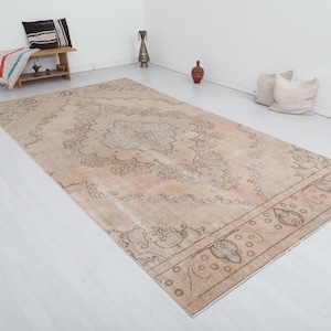 Vintage Turkish Oushak Rug: 7x12 Wool Anatolian Oversize Carpet