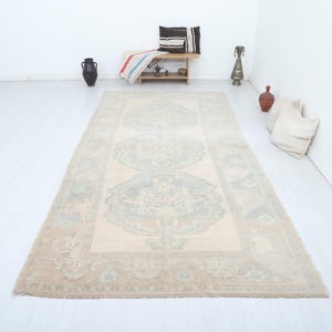 Oushak Rug 5x11, Oversize Rug,Vintage Turkish Rug,Turkish Vintage Rug,Natural Rug,Anatolian Rug,Faded Rug 5x11,Pastel Rug,Handmade Rug,20861