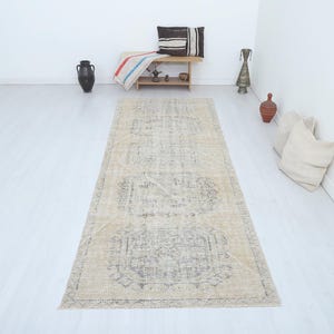 4x11 Runner Rug, Turkish Runner, Oushak Runner, Vintage Runner,Runner Rug,Natural Runner,Rug Runner,Neutral Runner,Turkish Wool Runner,21101