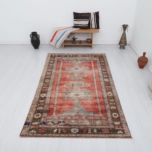 Turkish Rug 4x8, Vintage Rug 4x8, Turkish Vintage Rug, Vintage Turkish Rug, Oushak Rug, Handmade Rug,Wool Rug,Anatolian Rug,Soft Rug,13578