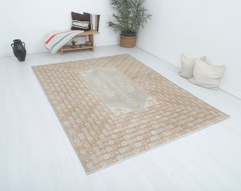 Turkish Rug 7x8, Vintage Rug 7x8, Anatolian Rug, Soft Rug, Turkish Vintage Rug, Oushak Rug, Handmade Rug, Wool Rug,Vintage Turkish Rug,16390