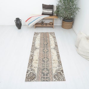 2x6 Runner Rug, Vintage Rug, Turkish Rug, 2x6 Oushak Rug,Natural Runner,Turkish Runner,Vintage Runner,Oushak Runner,Hallway Runner Rug,16165