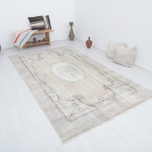 Anatolian Rug, Soft Rug, Turkish Rug, 6x9 Vintage Rug, Oushak Rug,Wool Vintage Rug,Pastel Turkish Rug,Muted Rug,Area Rug,Bohemian Rug,19750