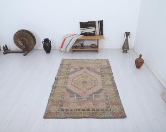 Türkischer Teppich, Vintage Teppich 100x150, Anatolischer Teppich, Neutralteppich, Türkischer Teppich 100x150, Oushak Teppich, Vintage Teppich,Türkischer Teppich, 34896