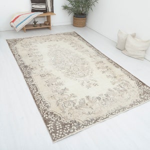 6x9 Vintage Turkish Oushak Rug: Handmade Wool & Cotton