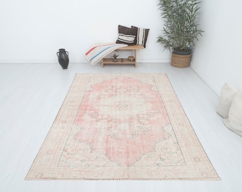 6x8 Natural Rug, 6x8 Vintage Rug, Decorative Rug, Anatolian Rug, Wool Rug, Area Rug, Handmade Rug,Bohemian Rug,Antique Rug,Turkish Rug,16383