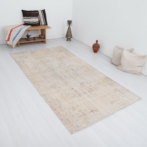 Anatolian Rug,4x8 Vintage Rug, Bohemian Rug,Oushak Rug,Boho Rug,Turkish Rug,Neutral Rug,Antique Rug,Wool Rug,4x8 Area Rug,Handmade Rug,6128