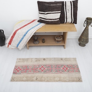 2x3 Oushak Rug, 2x3 Mini Rug, Door Mat Rug, 2x3 Vintage Rug, Turkish Rug, Anatolian Rug, Natural Rug, Small Size Rug, Turkish Mini Rug,18392