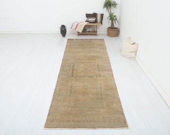 Natural Runner Rug, Oushak Runner,Hallway Rug,Kitchen Rug,4x12 Runner Rug, Turkish Runner, Vintage Runner, Runner Rug,Anatolian Runner,6687