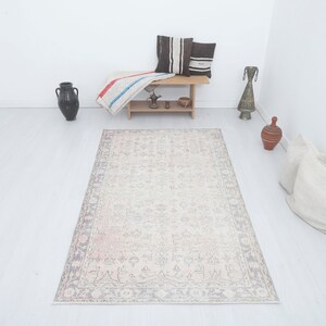 4x7 Area Rug, Bohemain Rug, 4x7 Turkish Rug,Boho Rug,Antique Rug,4x7 Oushak Turkish Rug, Vintage Oushak Rug,Vintage Rug, Anatolian Rug,17605