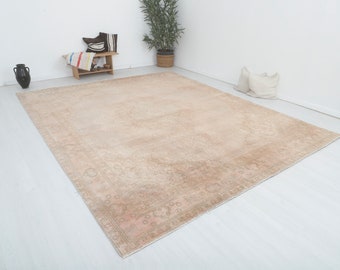 10x12 Muted Rug,Faded Oversize Rug,10x12 Turkish Rug,Oushak Oversize Rug, Vintage Rug,Soft Oversize Rug, Pastel Oversize Rug,Oushak Rug,6424
