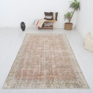 5x9 Vintage Turkish Oushak Rug: Handmade Wool Anatolian Carpet