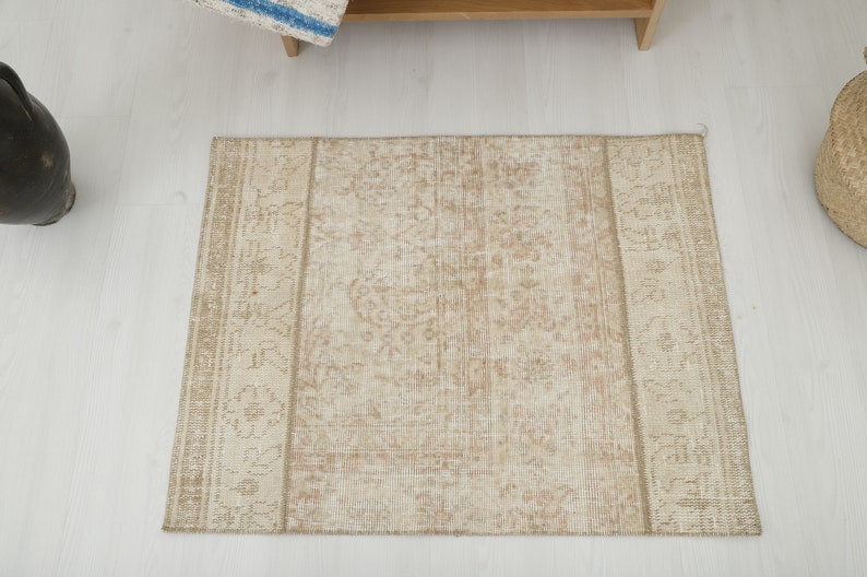 Door Mat Rug, Handmade Rug, Bath Mat Rug, Soft Door Mat, Small Size Rug, Oushak Mini Rug,2x3 Soft Rug,2x3 Turkish Rug, 2x3 Vintage Rug,2651 image 2