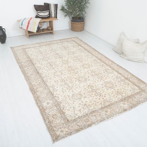 Antique Rug, 6x9 Turkish Rug, Anatolian Rug, Vintage Rug, Wool Rug, Oushak Rug, Natural Rug, Handmade Rug, Bohemian Rug, Area Wool Rug,14352