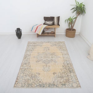 4x7 Turkish Vintage Rug, Handmade Rug, Vintage Oushak Rug, Bohemian Rug, Soft Rug, 4x7 Vintage Rug, Oushak Rug,4x7 Turkish Rug,Area Rug,8292