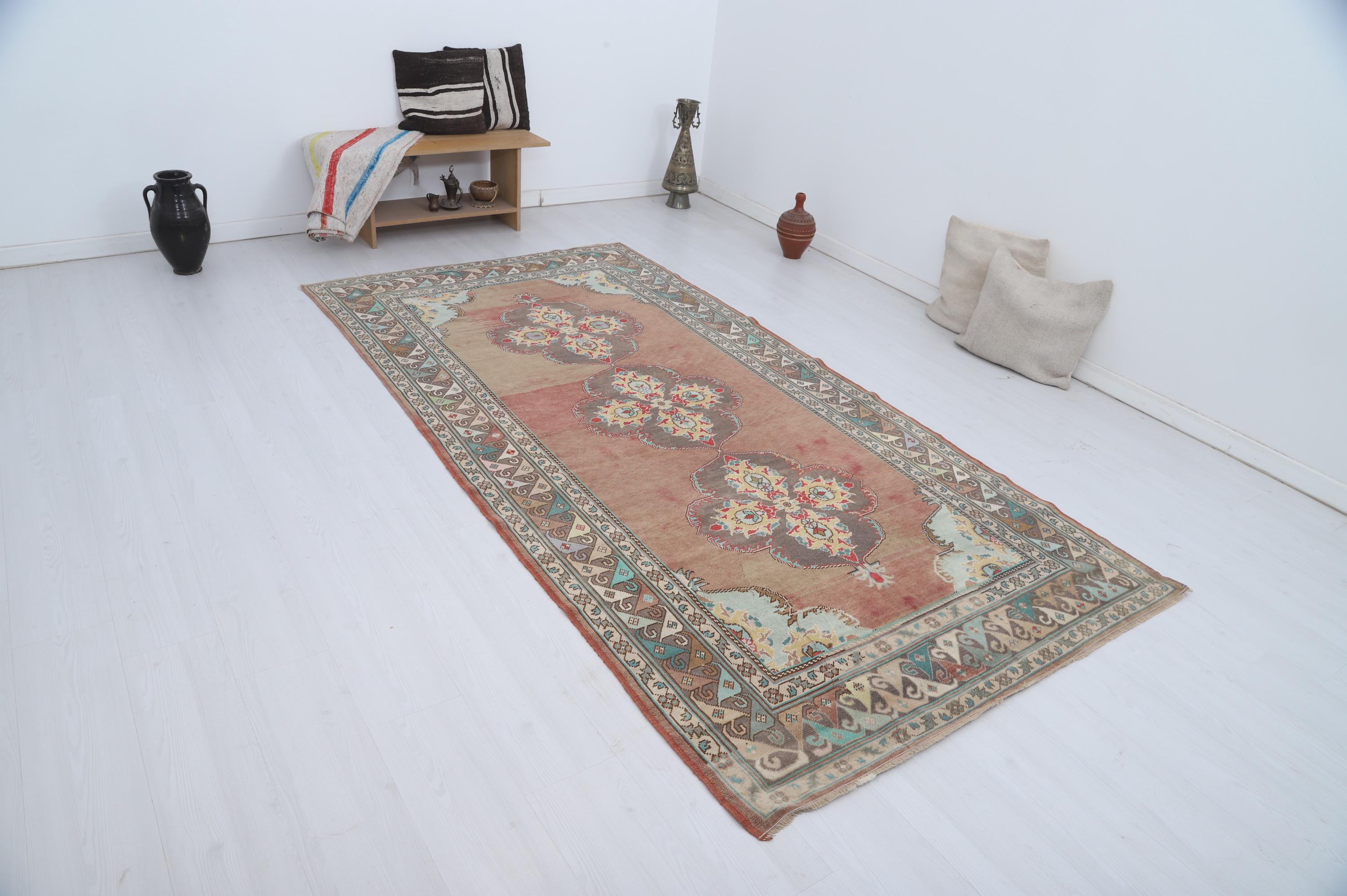 5x9 Rug, Turkey Rug, Wool Rug, 5x9 Neutral Rug, Vintage Turkish